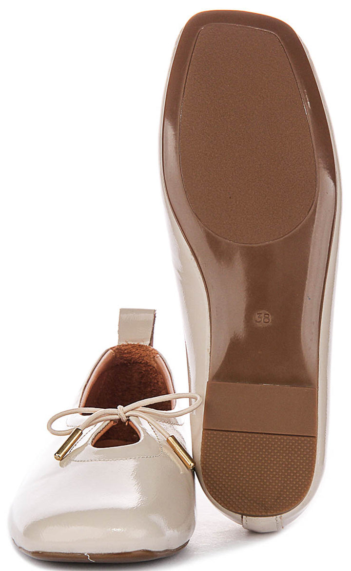 Lara Square toe Ballerina In Beige