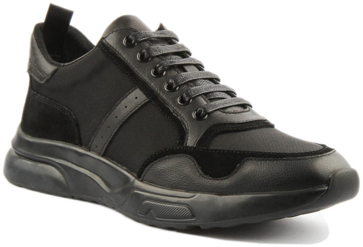 Miles Lace up Smart Casual Trainers in Black