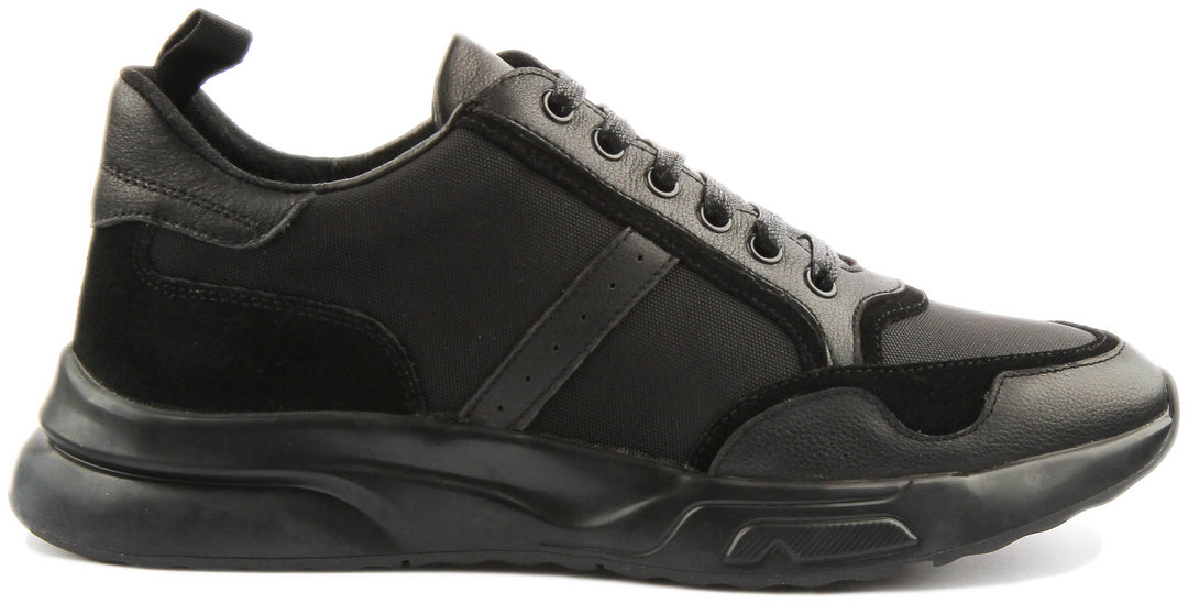 Miles Lace up Smart Casual Trainers in Black