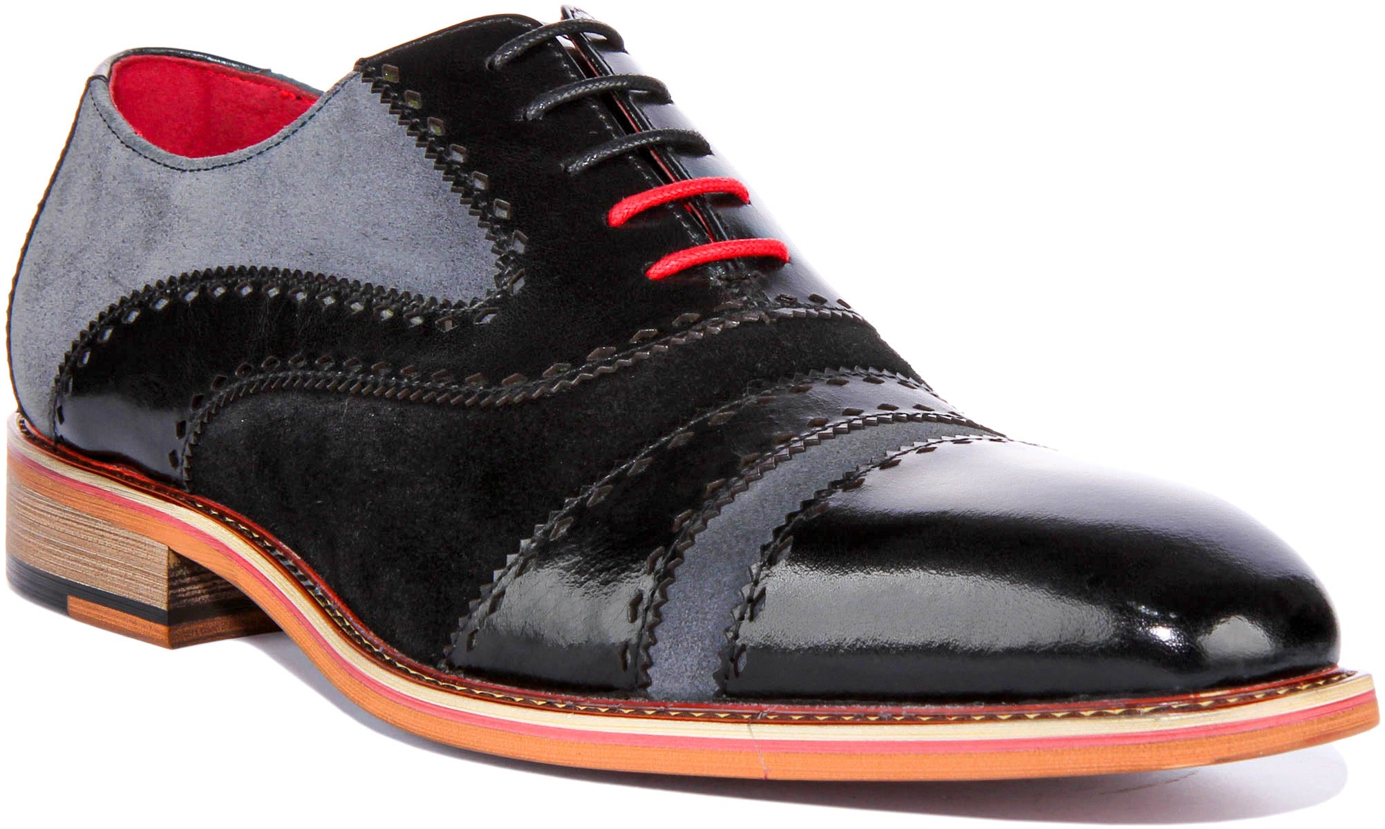JUSTINREESS ENGLAND Ollie In Black | Lace Up Two Tone Brogue Shoes ...