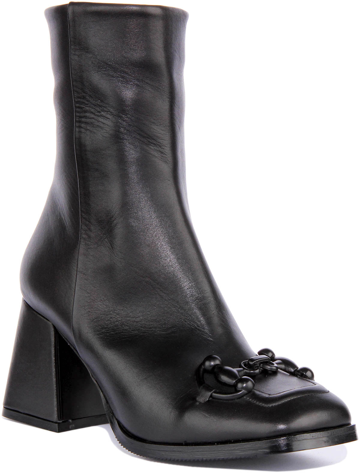 JUSTINREESS ENGLAND Ankle Boots In Black Leather | Square Toe Block ...