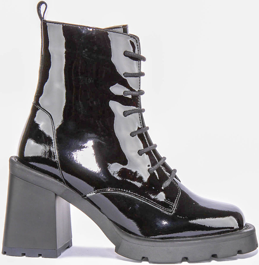 Lottie Ankle Boots In Black Patent