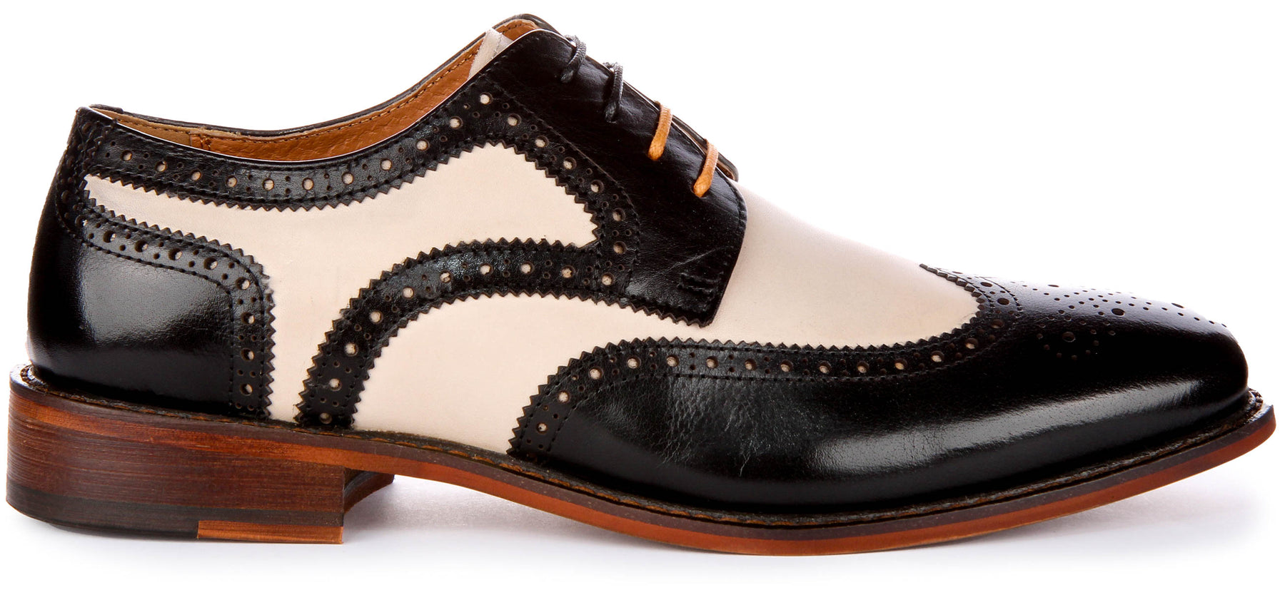 JUSTINREESS ENGLAND Kai In Black | Two Tone Lace Up Brogues – Justin Reess