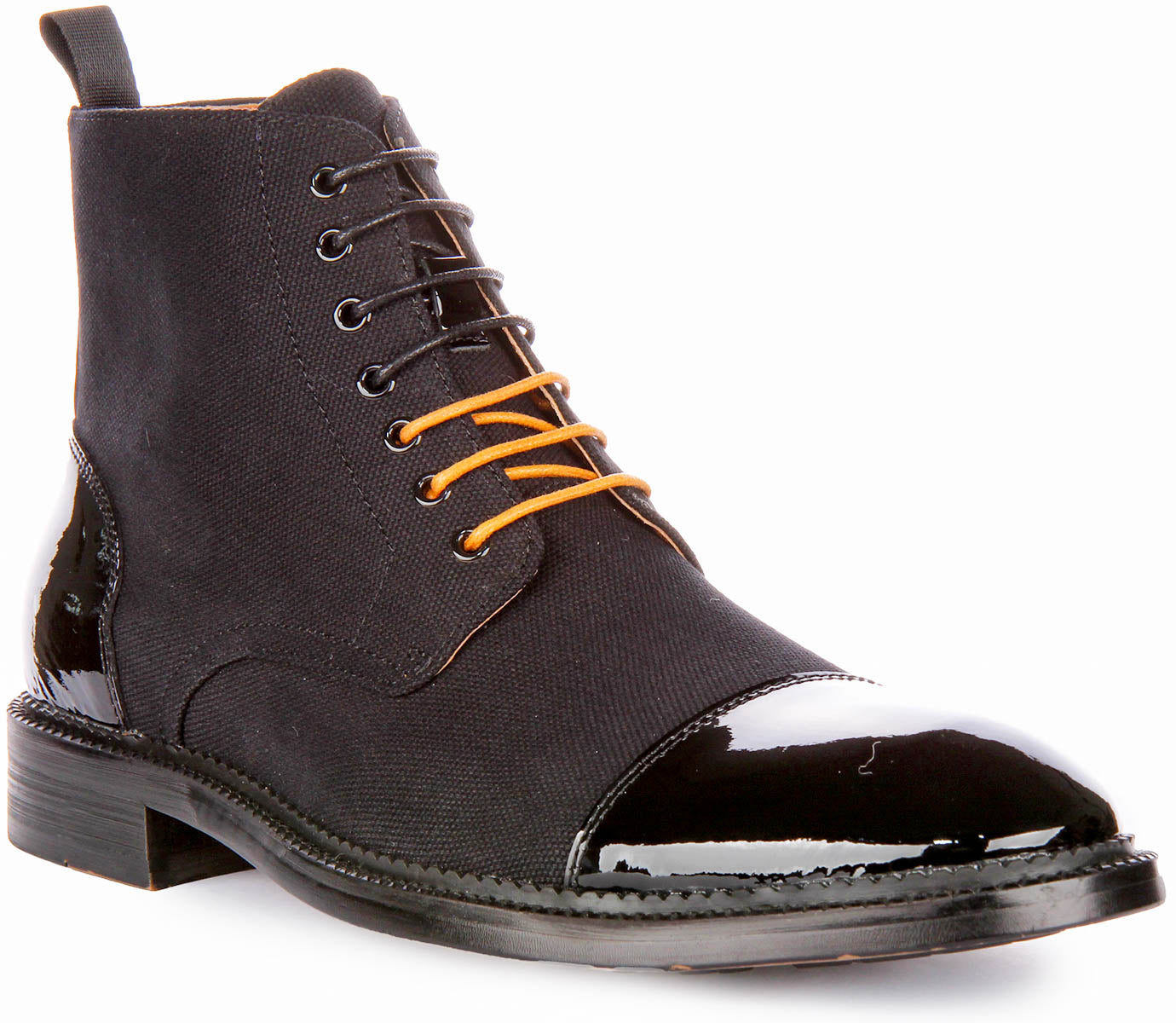 JUSTINREESS Mens Lace up Black Patent Ankle Boots | Smart Boots ...