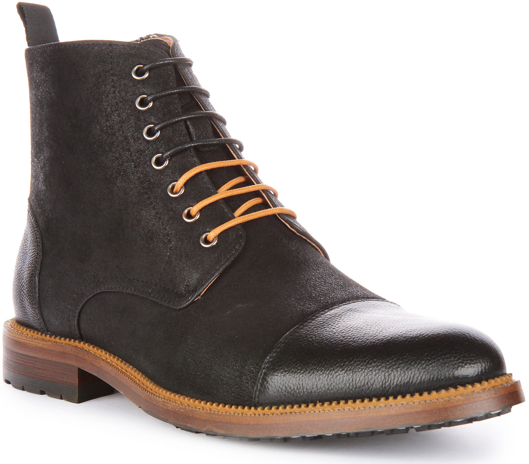 Gael Lace up Ankle Boots In Black