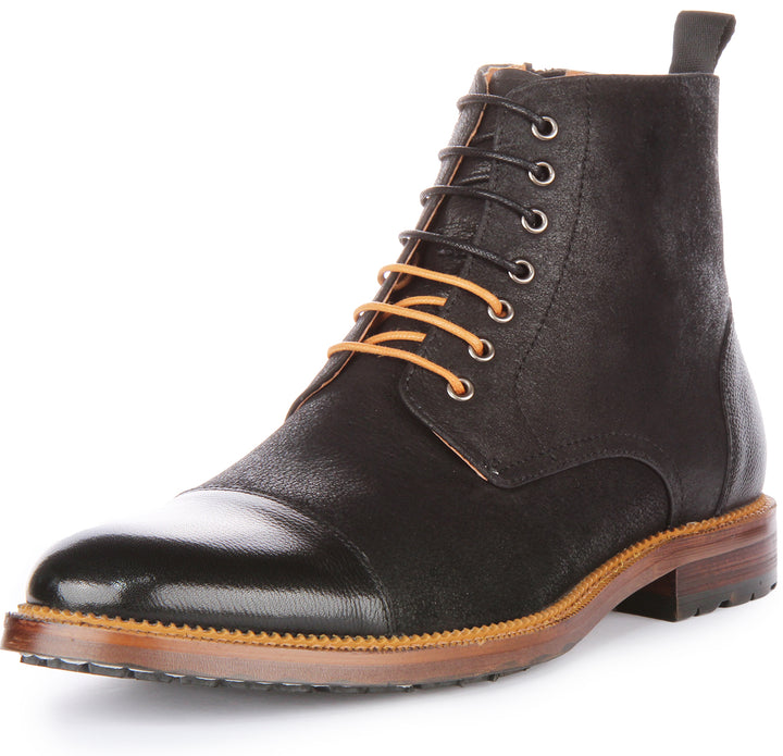 Gael Lace up Ankle Boots In Black