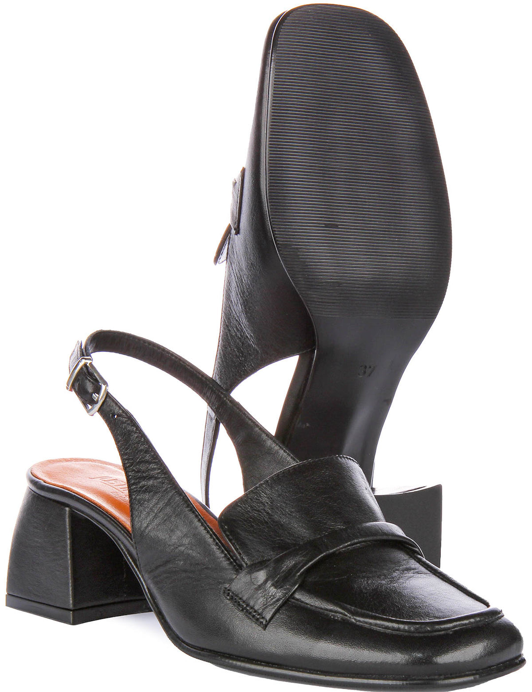 Elliana Square Toe Open Shoe In Black Leather