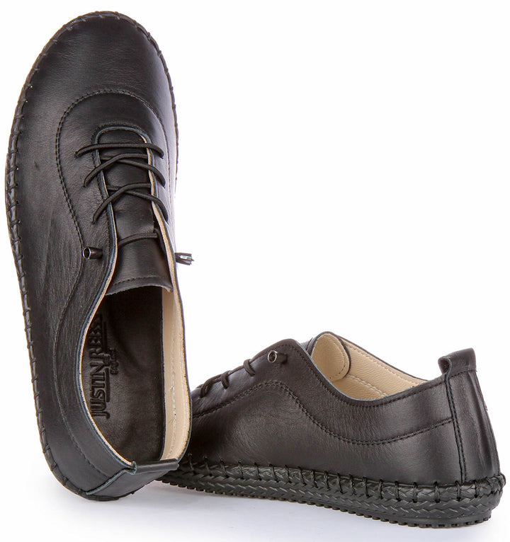 Lexi 2 Leather Plimsoll In Black