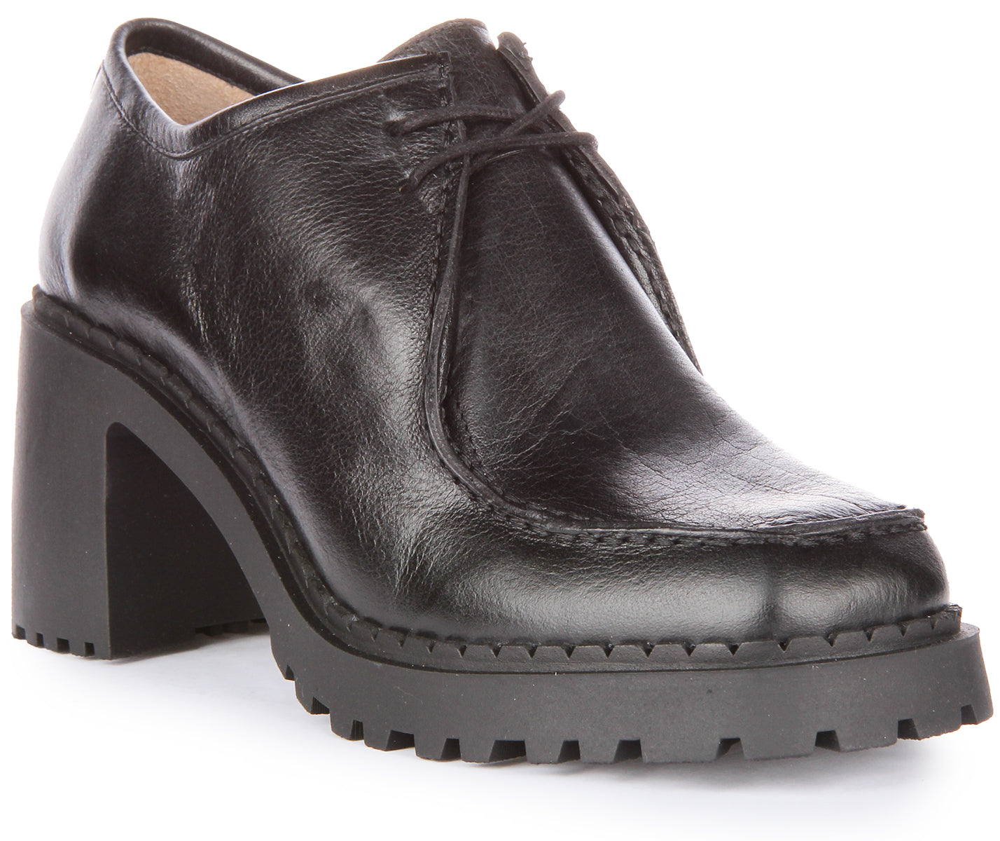 JUSTINREESS Womens Lace up Moc Toe Block Heel Smart Shoes – Justin Reess
