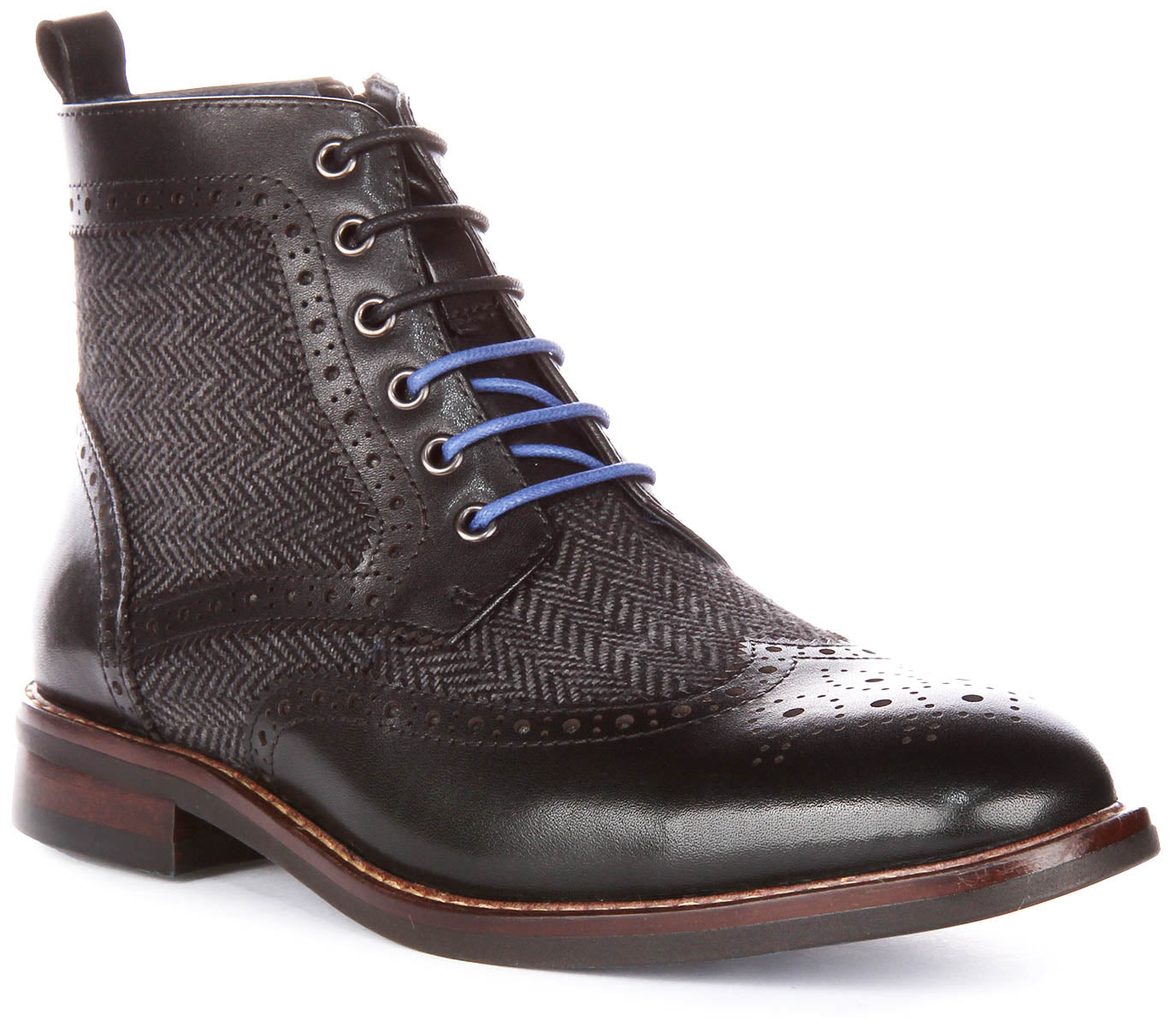 JUSTINREESS Women Lace up Black Tweed Zip Up Brogue Boots – Justin Reess