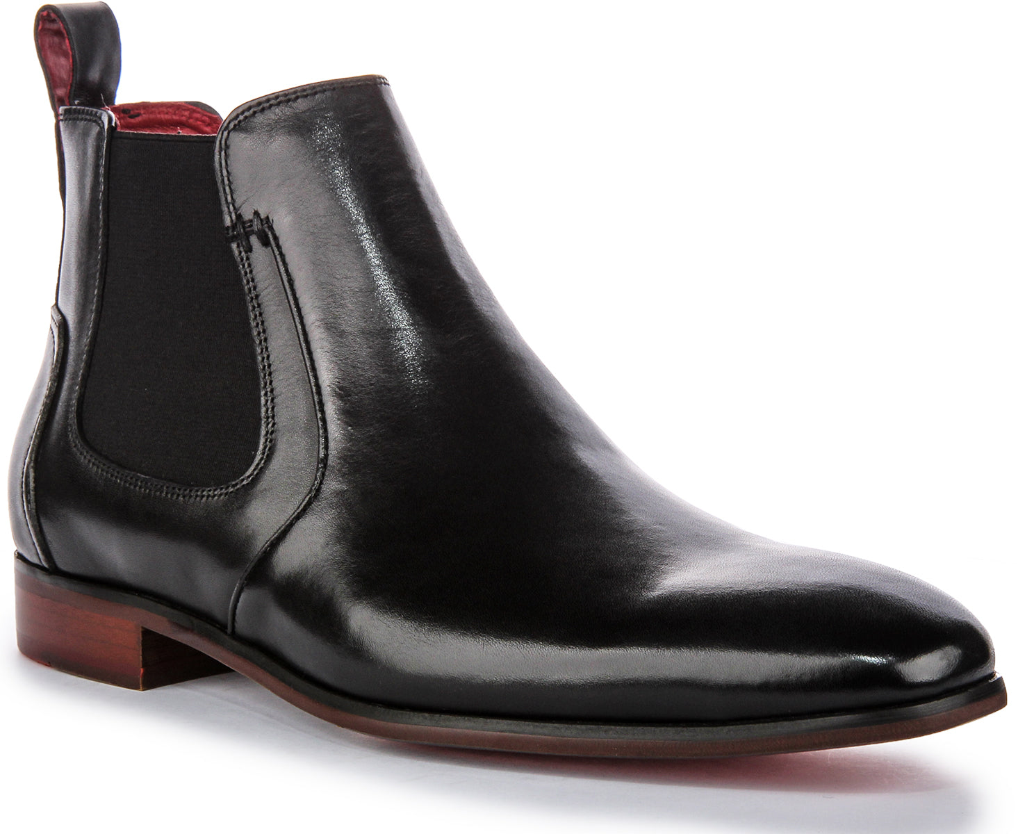 JUSTINREESS Mens Smart Black Dress Pull On Leather Chelsea Boots ...