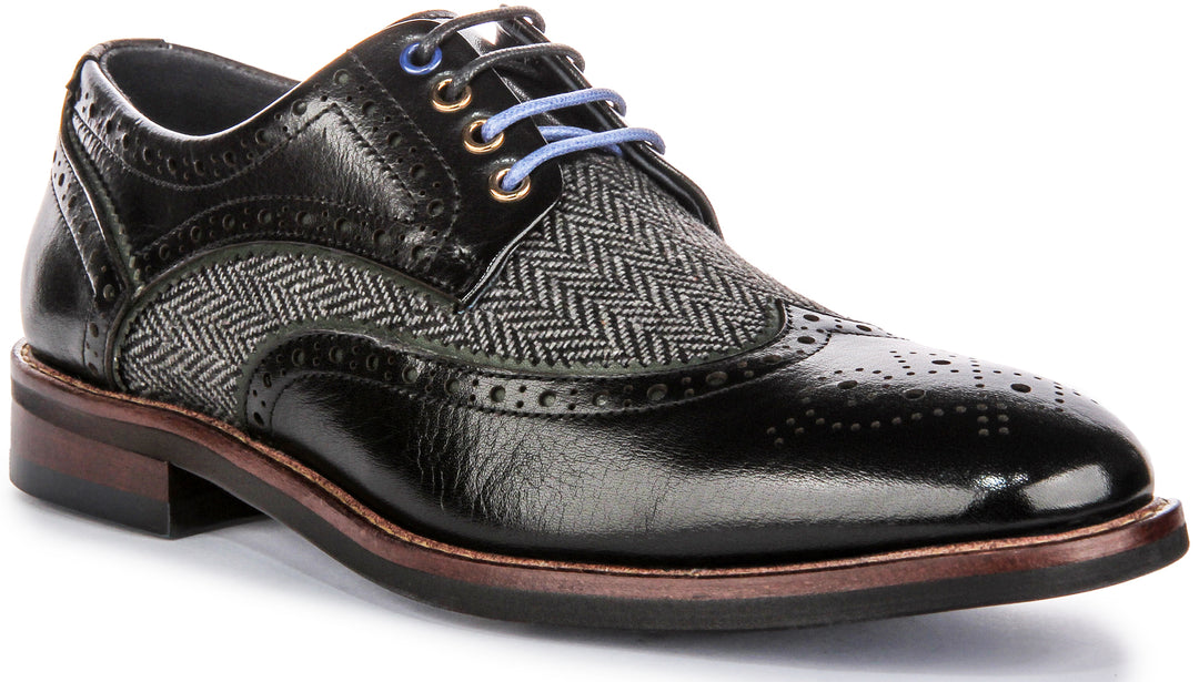 Simona Tweed Brogues In Black