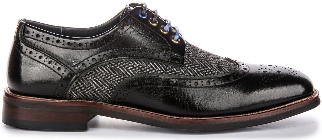 Simona Tweed Brogues In Black