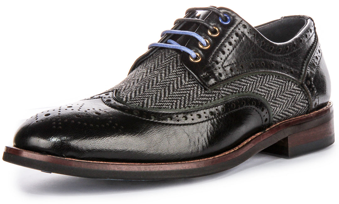 Simona Tweed Brogues In Black