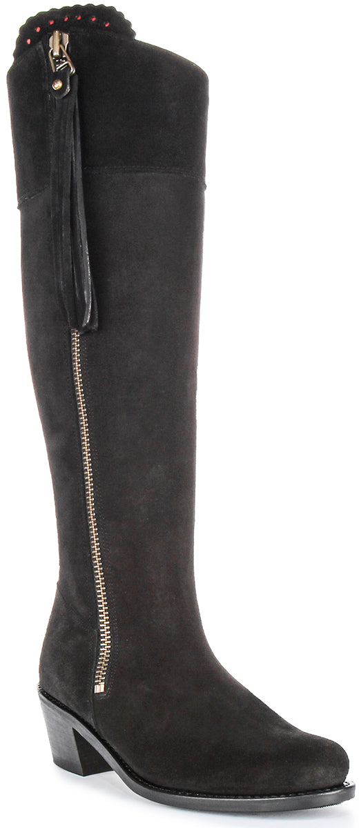 Valentina Knee High Ridding Boots In Black | Wide Calf Fit