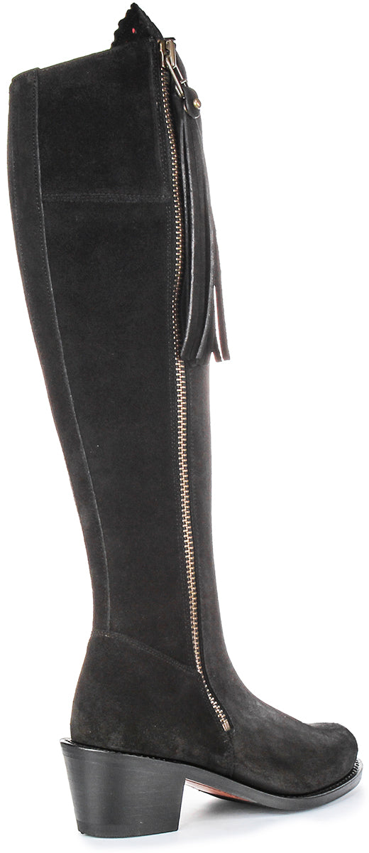 Valentina Knee High Ridding Boots In Black | Wide Calf Fit