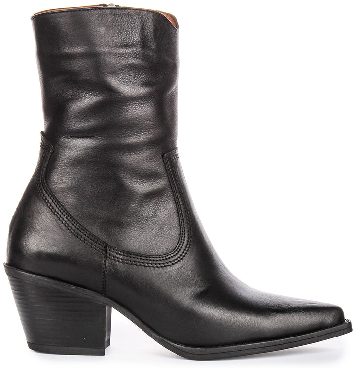 Luisa Cowboy Ankle Boots In Black