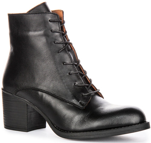 Milena Lace Up Ankle Boots In Black