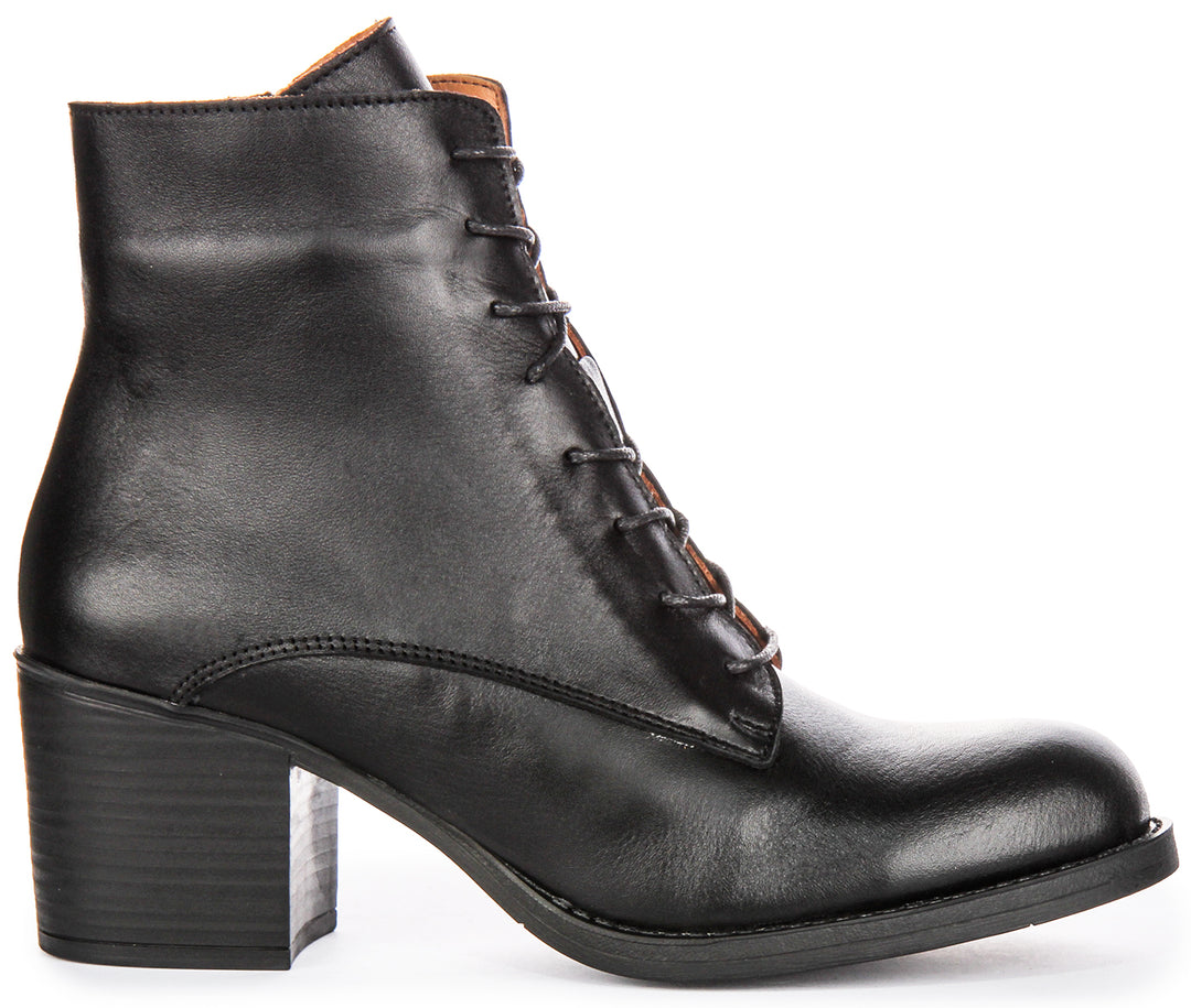 Milena Lace Up Ankle Boots In Black