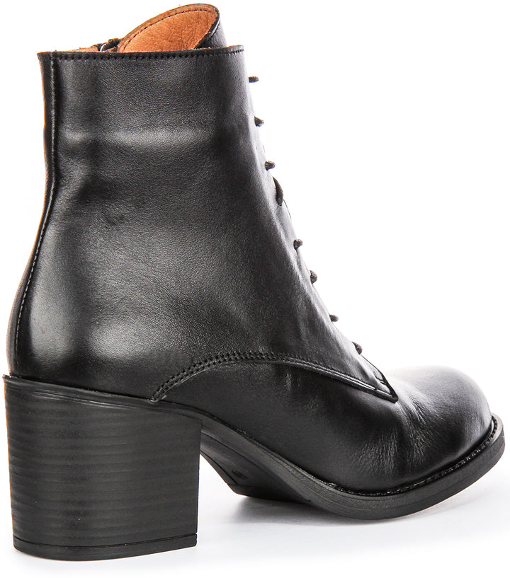 Milena Lace Up Ankle Boots In Black