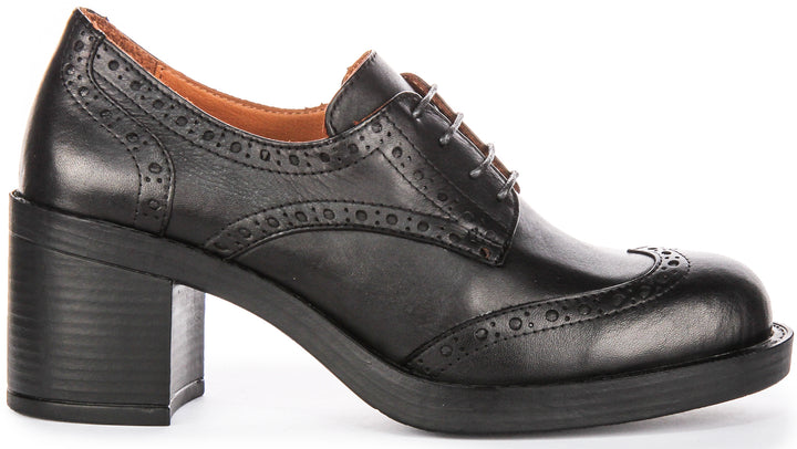 Paulina Brogues Heels In Black Leather