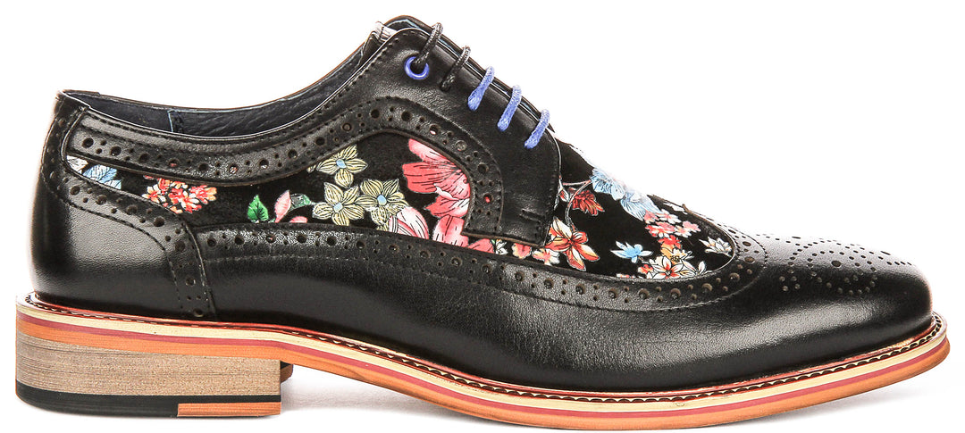 Kylo In Black Floral Print Brogues