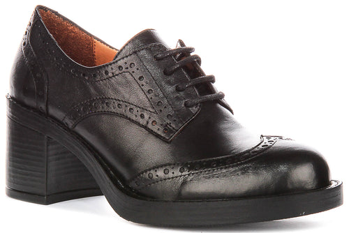 Paulina Heel Brogues Shoes In Black