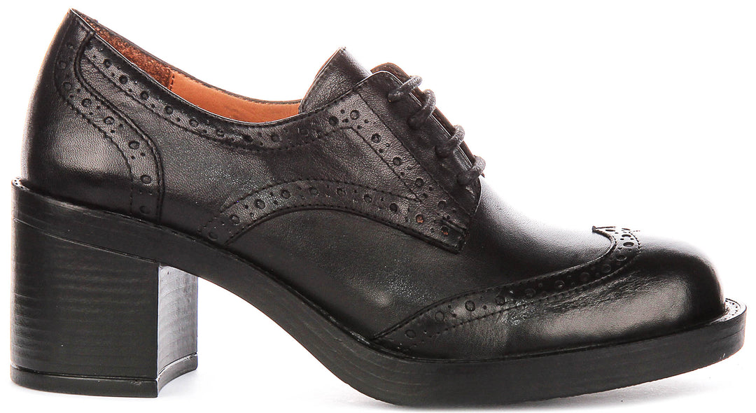Presley Heel Brogues Shoes In Black