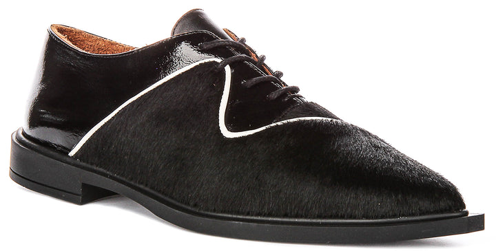 Maisie Pointed Lace up Shoes In Black