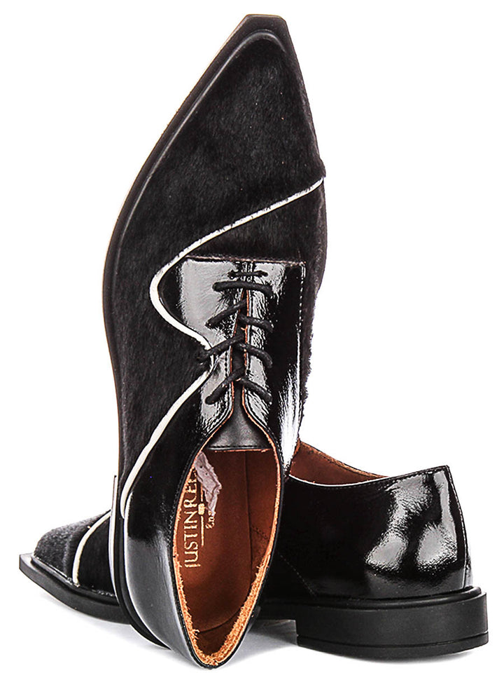 Maisie Pointed Lace up Shoes In Black