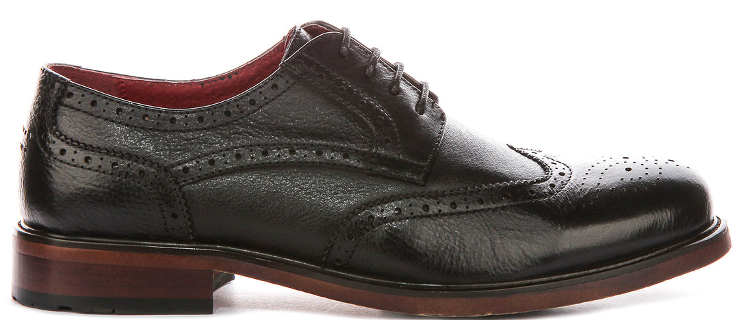 Jack Rugged Lace Up Brogue In Black