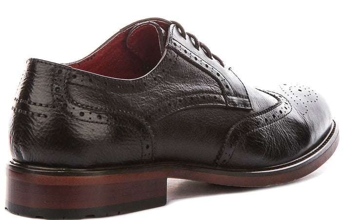 Jack Rugged Lace Up Brogue In Black