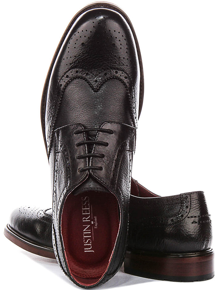 Jack Rugged Lace Up Brogue In Black