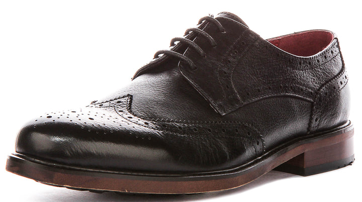 Jack Rugged Lace Up Brogue In Black