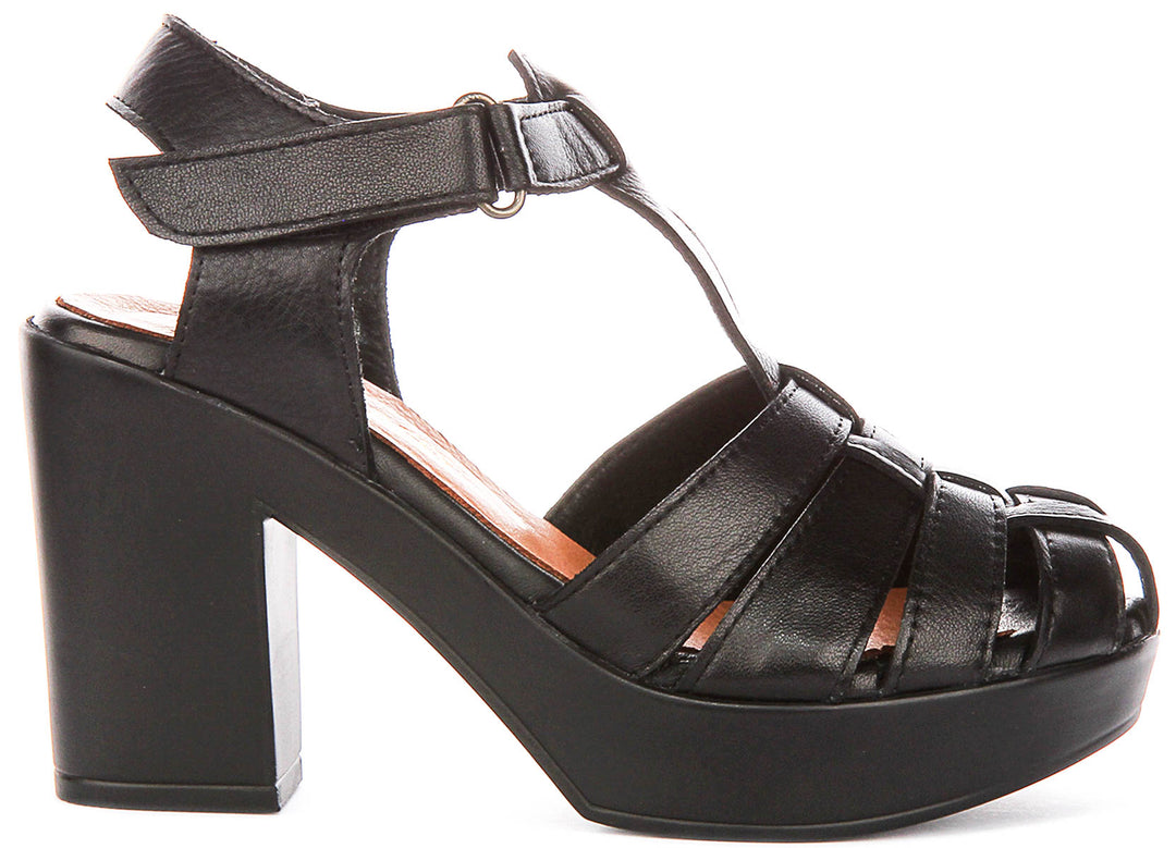 Fernanda Fishermen Block Heel Sandals In Black