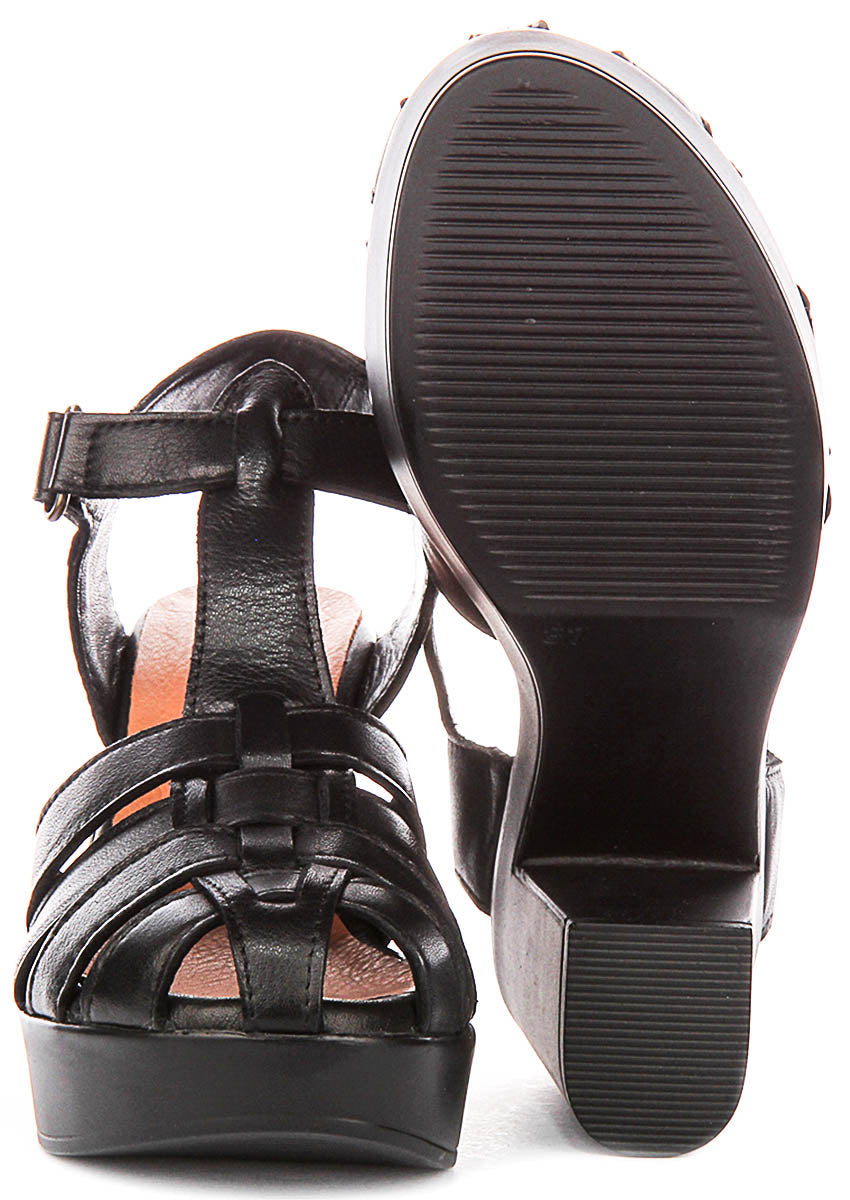 Fernanda Fishermen Block Heel Sandals In Black