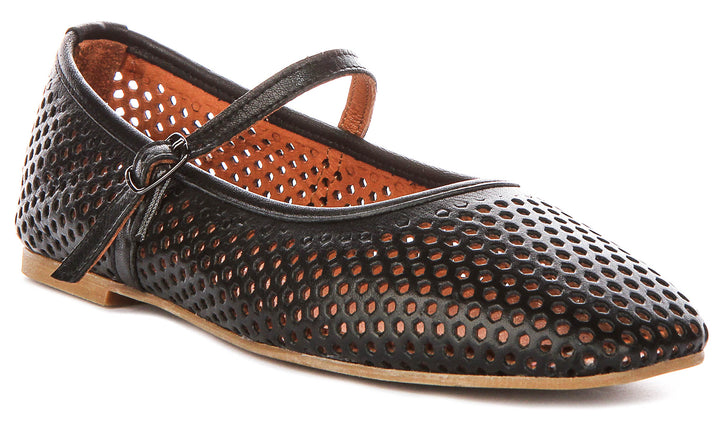Heidi Perforated Mary Jane In Black