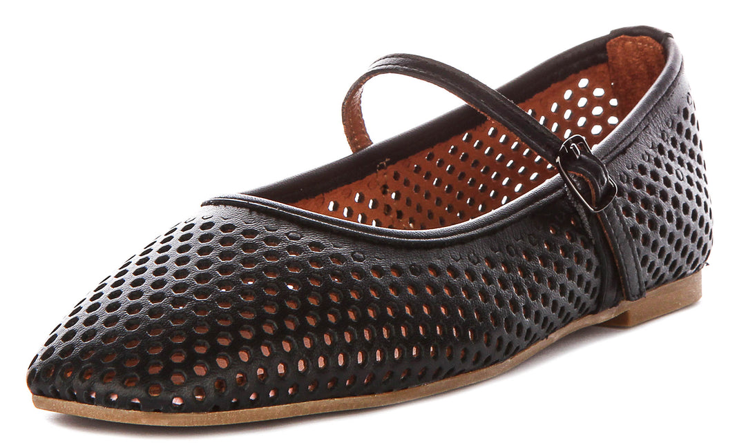 Heidi Perforated Mary Jane In Black