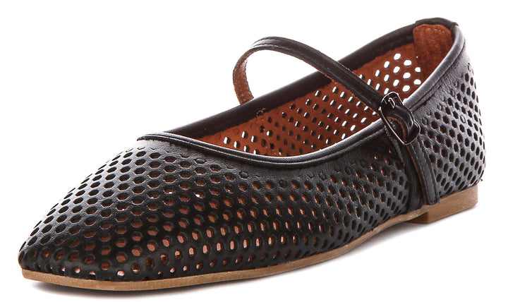 Heidi Perforated Mary Jane In Black