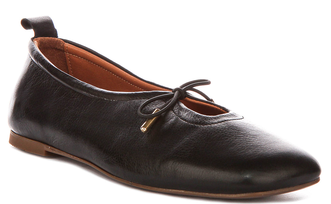 Lara Square toe Ballerina In Black
