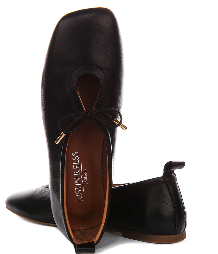 Lara Square toe Ballerina In Black