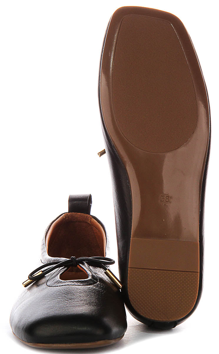 Lara Square toe Ballerina In Black