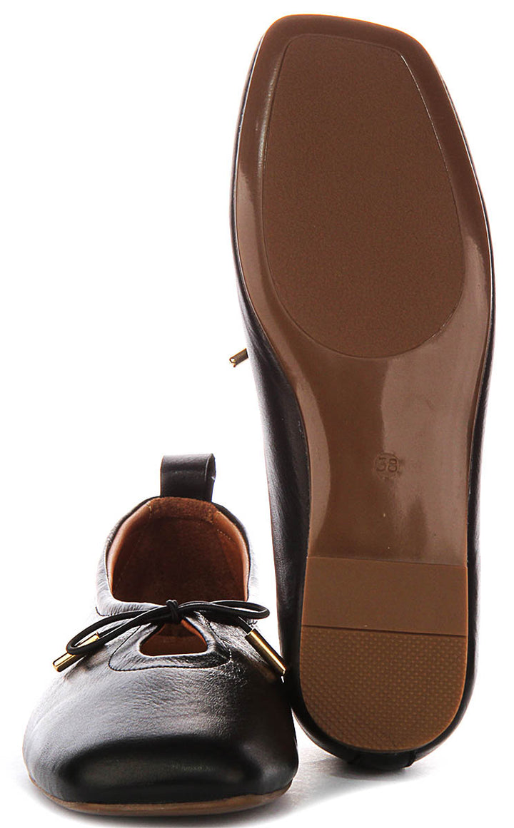 Lara Square toe Ballerina In Black