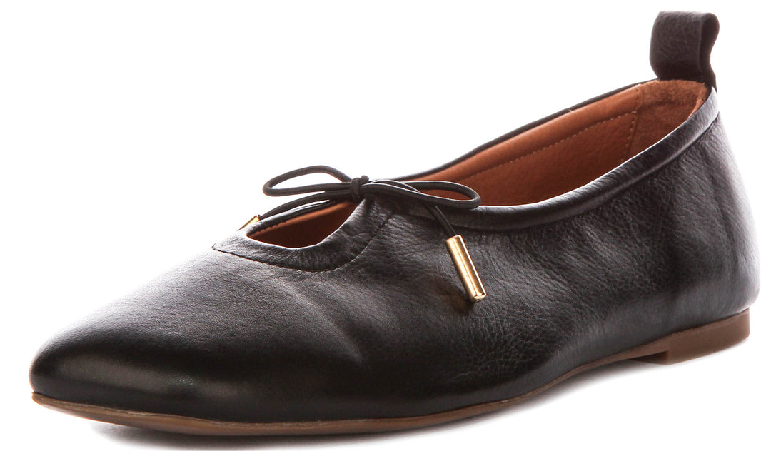Lara Square toe Ballerina In Black