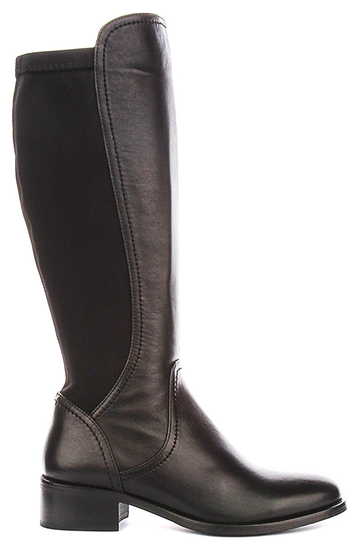 Ashley Elasticated Riding Boot In Black Leather