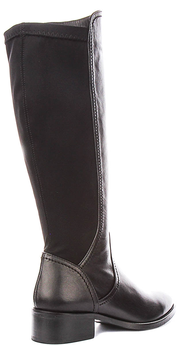 Ashley Elasticated Riding Boot In Black Leather