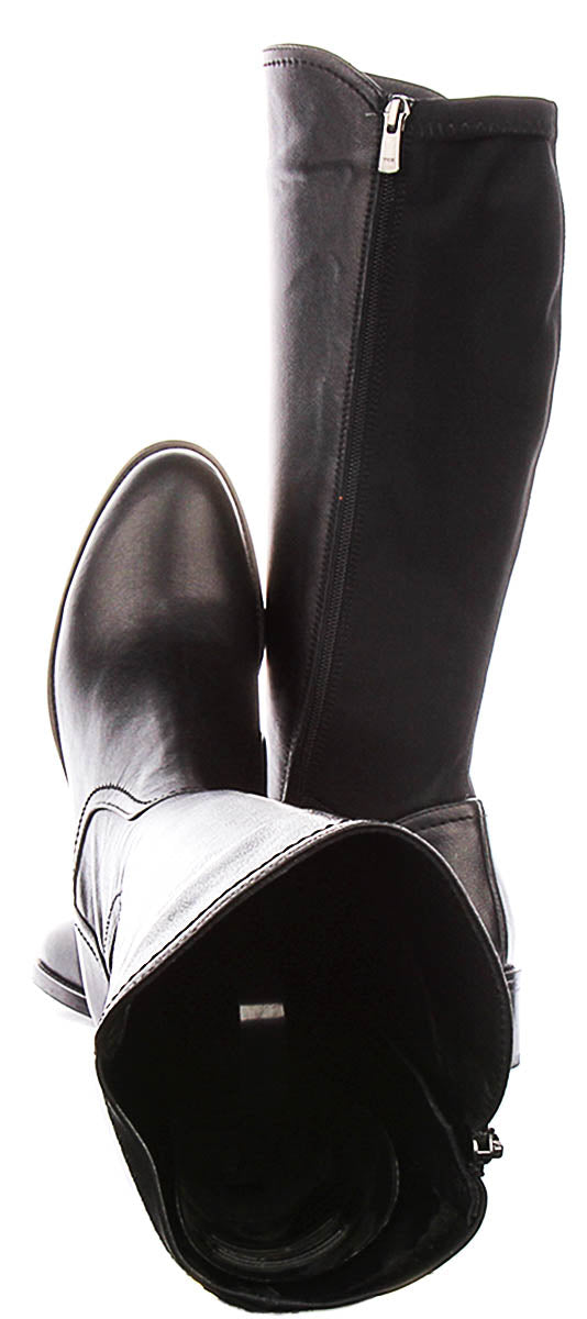 Ashley Elasticated Riding Boot In Black Leather