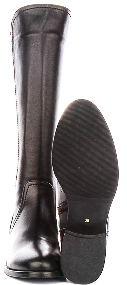 Ashley Elasticated Riding Boot In Black Leather