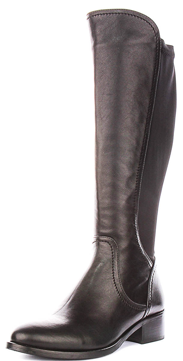 Ashley Elasticated Riding Boot In Black Leather