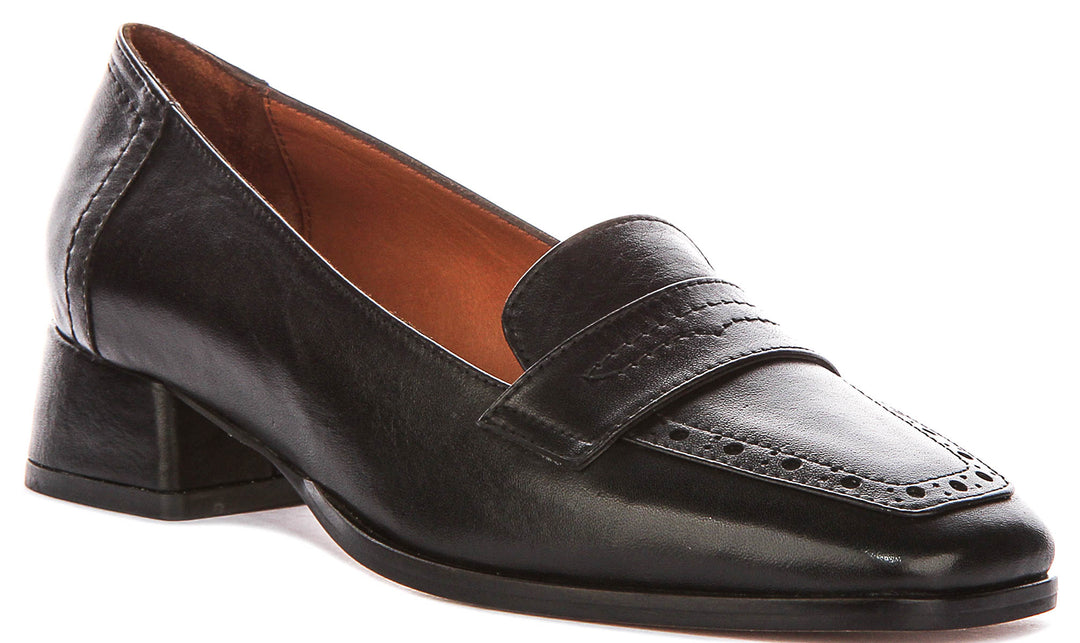 Sally Heel Square Toe Loafer In Black